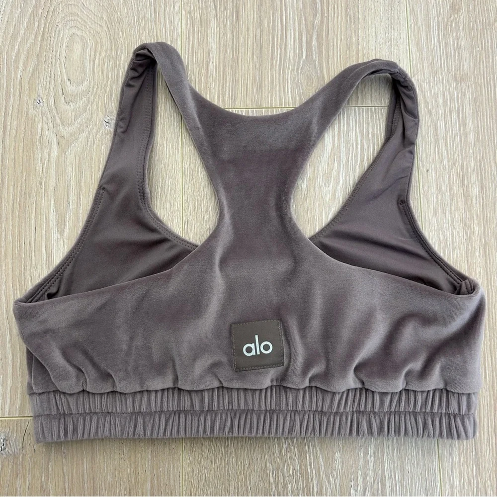 Alo Yoga Velour Sports Bra Brown Size Small